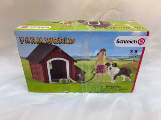 Schleich Farm World Dog Kennel Toy Playset, Australian Shepherd 42376