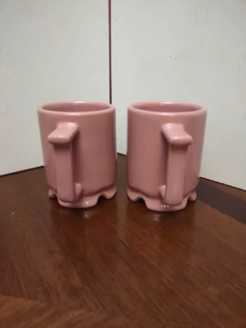 Frankoma Pottery Coffee Mugs C1 Pink Mauve Set of 2 MCM VTG 2