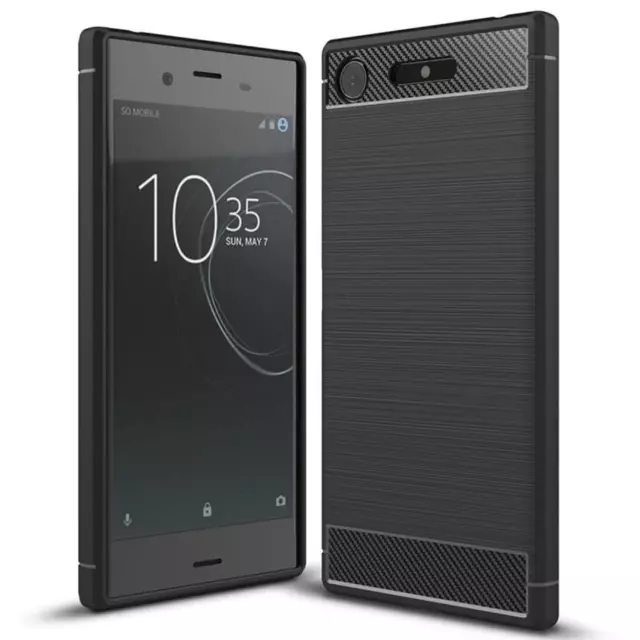 Hülle Carbon für Sony Xperia XZ1 Schutzhülle Handy Case Hybrid Cover Handyhülle