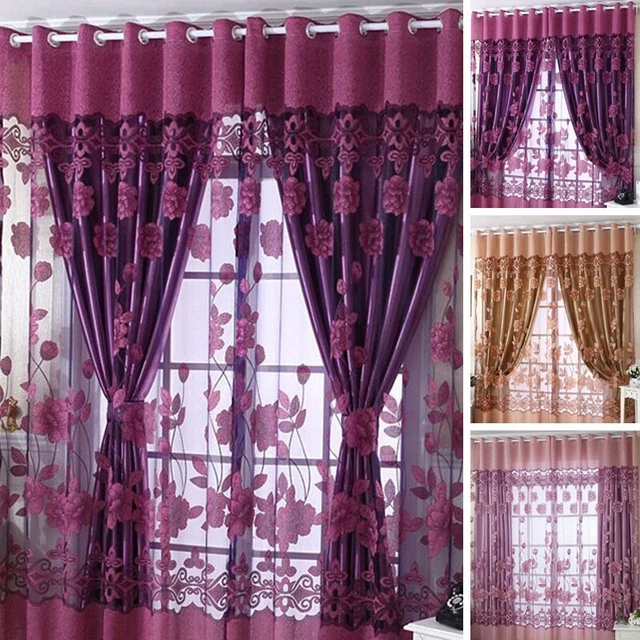 Casa Tenda Camera da Letto 3 Colori Poliestere Fiori Voile Romantico