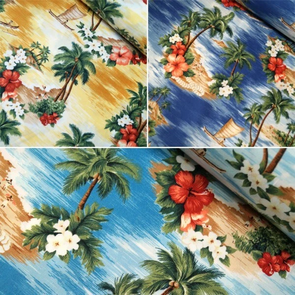 100% Cotton Poplin Fabric Rose & Hubble Hawaiian Island Tropical Floral Flower