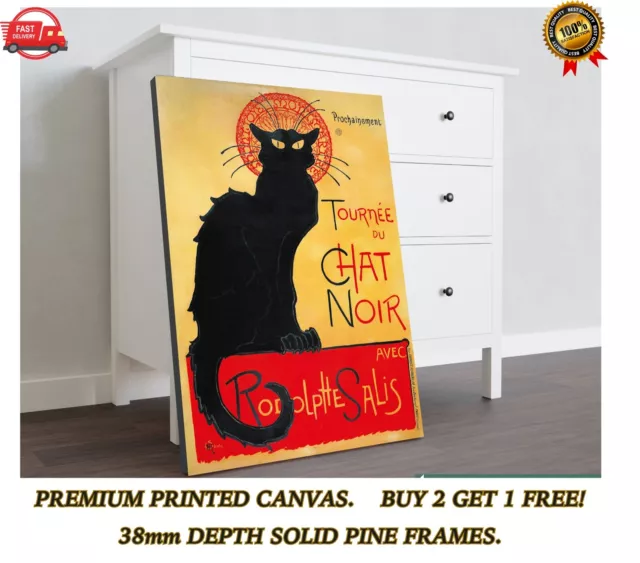 Le Chat Noir Large CANVAS Art Print Gift A0 A1 A2 A3 A4