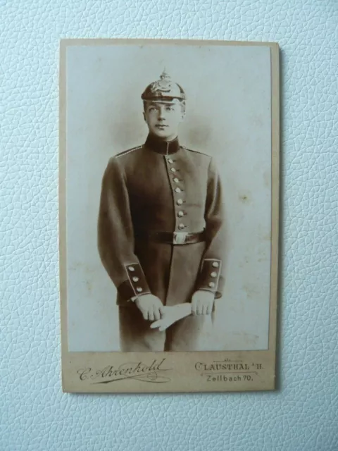 CDV Foto , Soldaten mit Pickelhaube, Clausthal