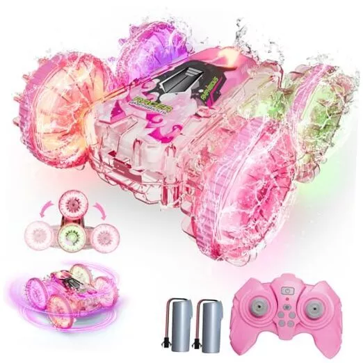 Amphibious Remote Control Car for Water or Land Play, RC Car for Kids Pink