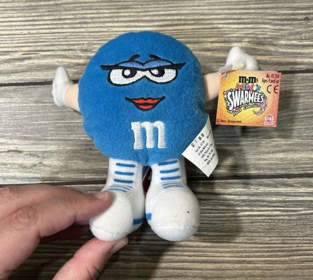 VTG 1998 M&M Mars Swarmies "Belle Blue" 6" Plush Toy Chocolate Candy W/ Tags