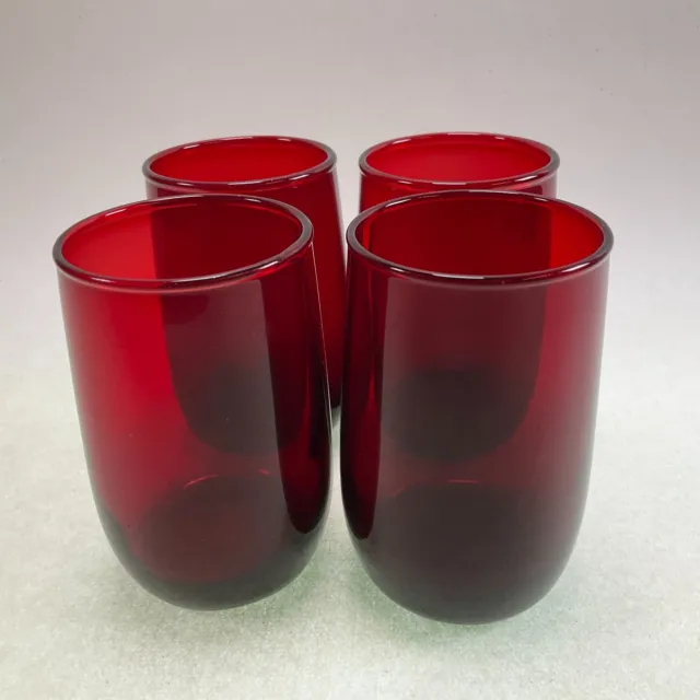 Anchor Hocking Royal Ruby Roly Poly Juice Glasses - Set of 4