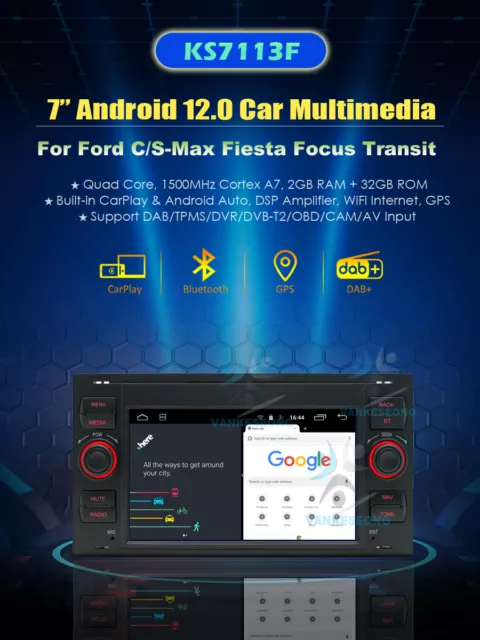 Android 12 Head Unit GPS Navigation CarPlay Car Radio for FORD Transit 2005-2009 3