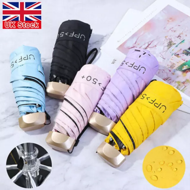 Super Mini Pocket Compact Umbrella Sun Anti UV 5 Folding Rain Windproof Travel