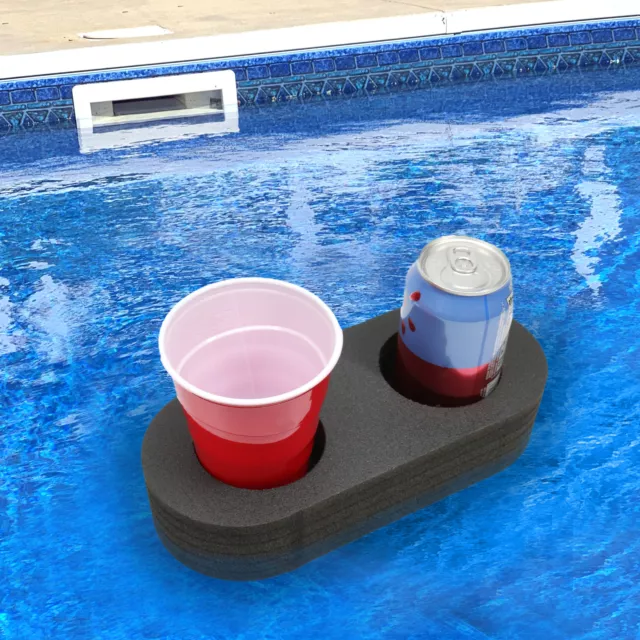 Floating Drink Compact Cup Holder Pool Beach Black Red Foam 2 Compartment