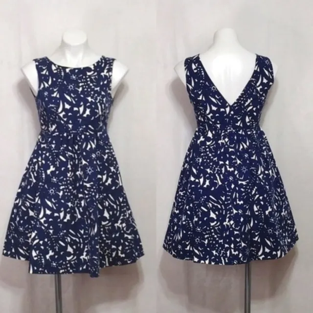 Zara Sleeveless Floral V-back Fit And Flare Rockabilly Cocktail Dress Small