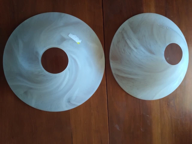 Pair of Vianne French Mouth Blown Glass Shades 9" Diameter 3.25-3.5" Deep