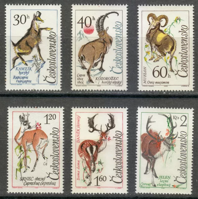 Czechoslovakia 1963 MNH Mi 1441-1446 Sc 1211-1216 Chamois, Mouflon, Deer,Ibex **