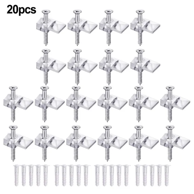 Mirror Retainer Clips Set 20pc Plastic Clips Kit for Cabinet Mirror Hanging