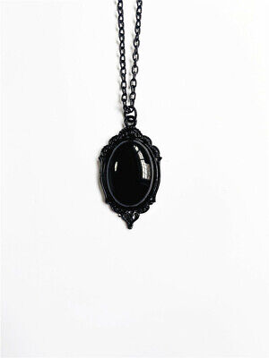 Gothic Vintage Black Cameo Crystal Pendant Necklace Women Silver Fashion Jewelry