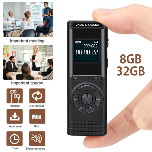 32GB Mini Pocket Digital Sound Audio Voice Recorder Dictaphone Music MP3 Player
