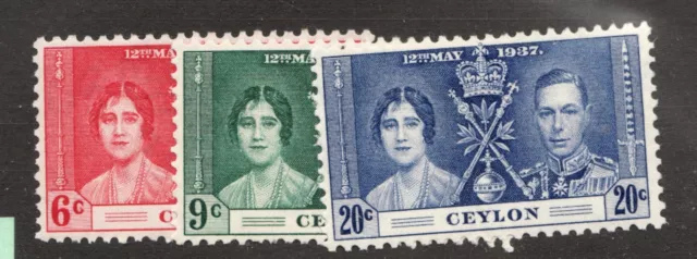 1937  #275 276 277 Ceylon MNH stamp set GB King & Queen coronation cv$16