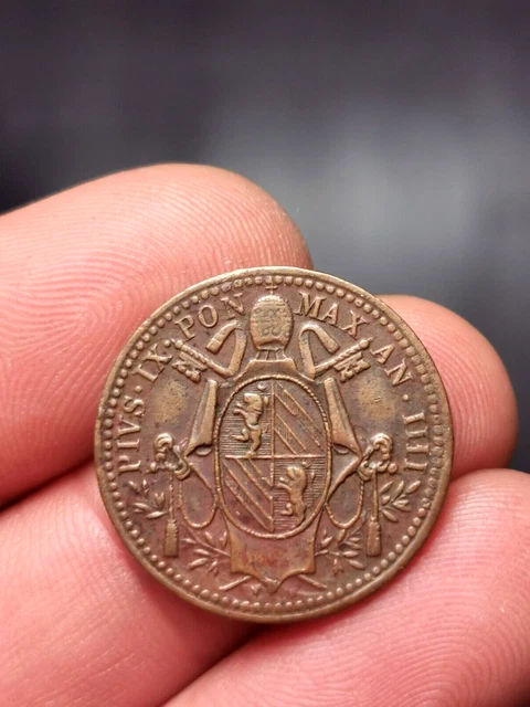 Vatican, 1/2 Baiocco Pie IX 1849 R Rome ! 4,46 g