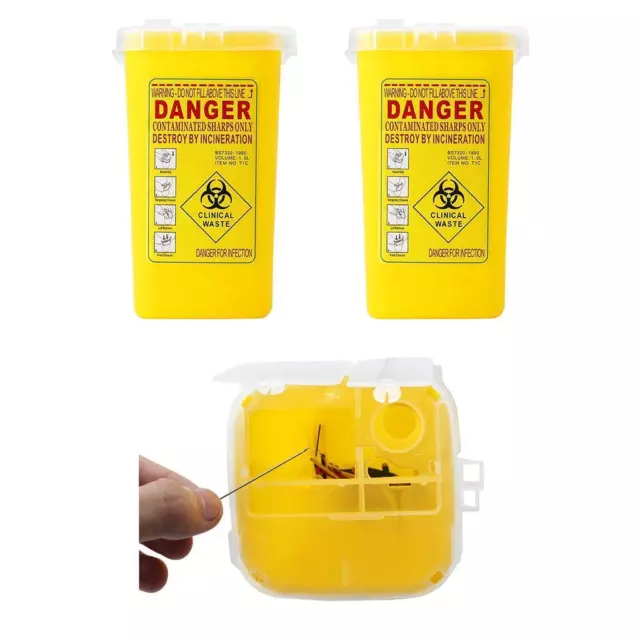 2x Sharps Container Biohazard Needle Disposal  Tattoo Waste Bin