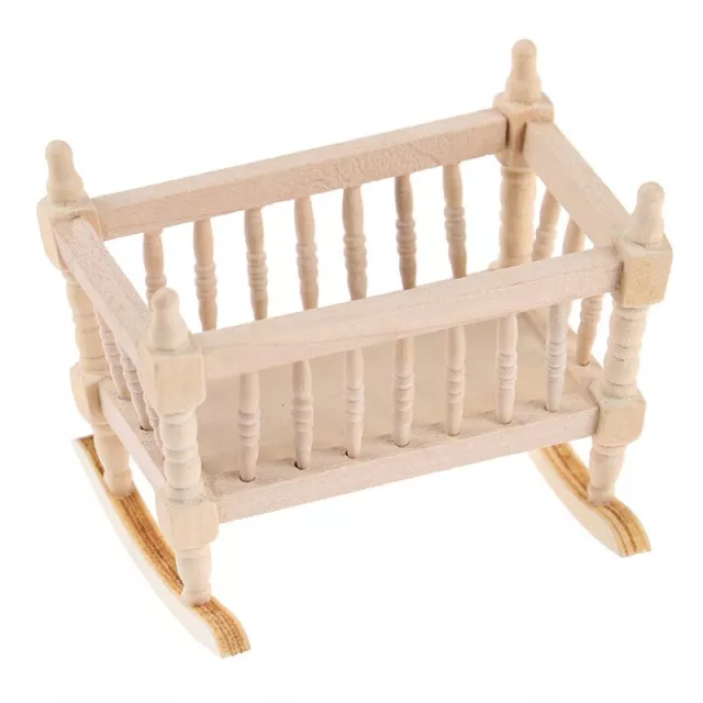 Dollhouse 1/12 Scale Miniature Wooden Baby Bed Doll Furniture Toy Accessories