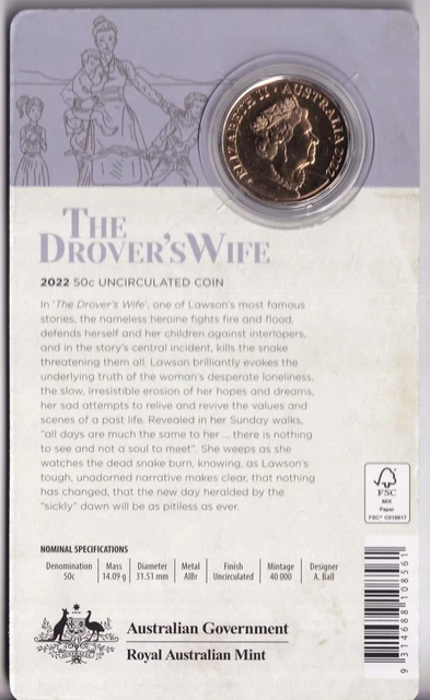 AUSTRALIAN: 2022 50 Cent Henry Lawson The Drover's Wife Unc Coin On ...