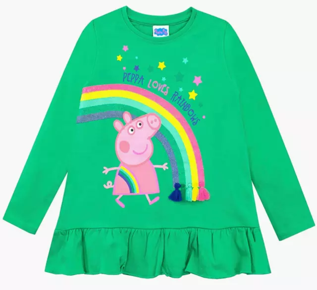 Girls Peppa Pig Long Sleeved Top in Green. Age 12-18 Months.