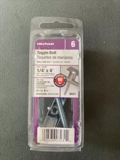 Hillman #5031  1/4”X 4"  Toggle Bolt 1/Pk