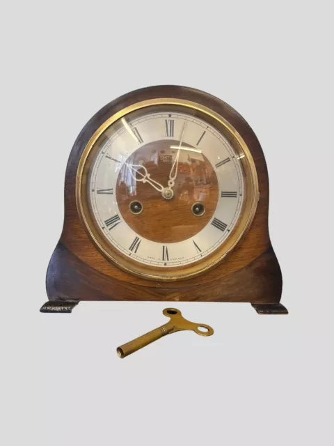 Smiths Enfield Striking Mechanical Mantle Clock - Oak - Art Deco