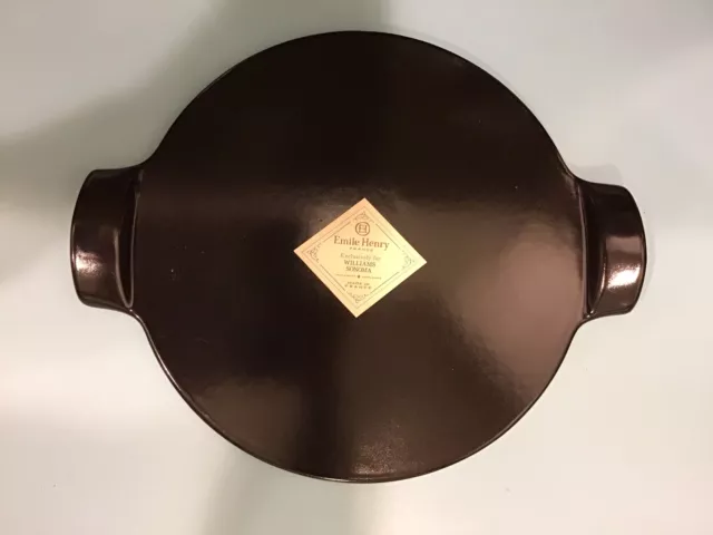 NWT Emile Henry William Sonoma Flame Top Ceramic Pizza Stone, 10 Inch, Black