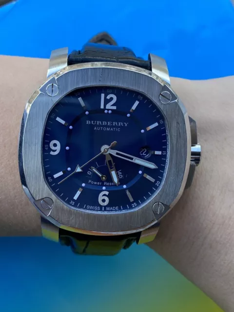 Burberry The Britain Power Reserve BBY1001 Automatic Blue Dial Mens 45mm Swiss