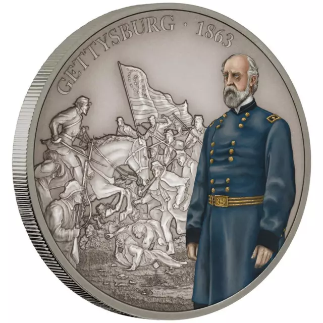 Silbermünze Schlacht von Gettysburg (7.) 2018 - Niue - 1 Oz Antik Finish