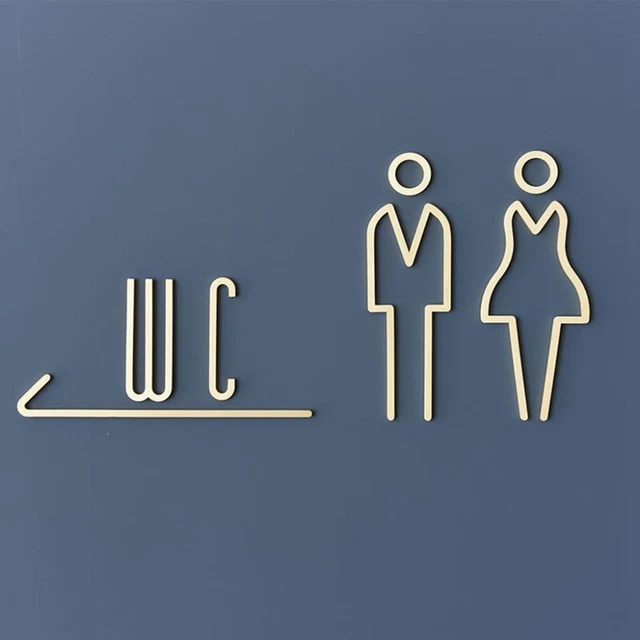 TOILET DOOR SIGN Bathroom Signage Restroom Sign WC Plaque Toilet Symbol