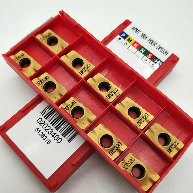 10 Inserts Fraisage Carbure APMT1604 PDER DP5320 - Pour Usinage Fer, Cuivre, Aluminium - Revêtement PVD