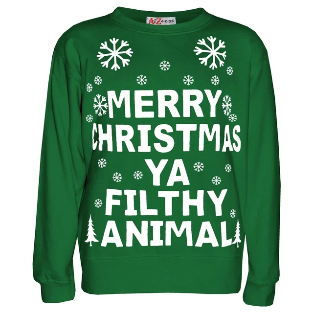 Ragazze Ragazzi Natale Maglione Verde Felpa Ya Filthy Animale Regali Per Bambini