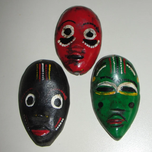 African Dan Lega Tribe 3 Passport Masks Pendants Liberia Collector Ivory Coast 8
