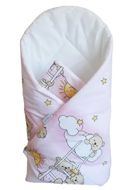 BABY SWADDLE WRAP NEWBORN BEDDING BLANKET 100% COTTON Ladder pink