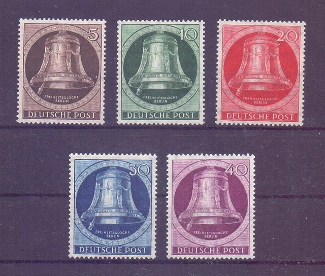 Berlin Freiheitsglocke links 1951 - MiNr 75/79 postfrisch- Michel 100,00 € (861)