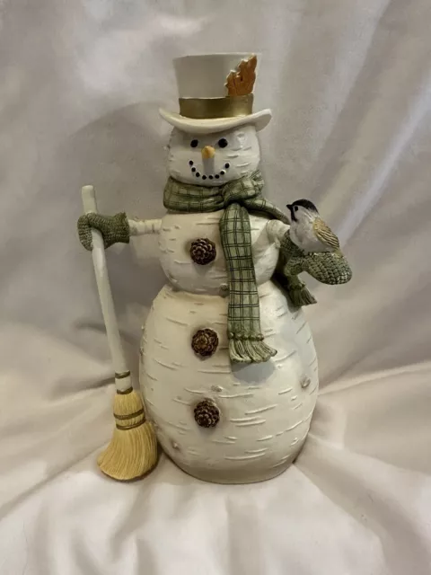 Lennox  Winter Woodland Friends Snowman 8”  W/ Bird Christmas Holidays Snow