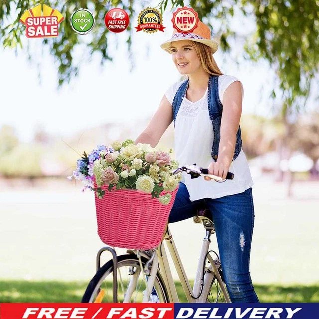 4 teile/satz Rattan Fahrrad Korb + Glocke + Quaste + Aufkleber Lagerung Korb (Ro