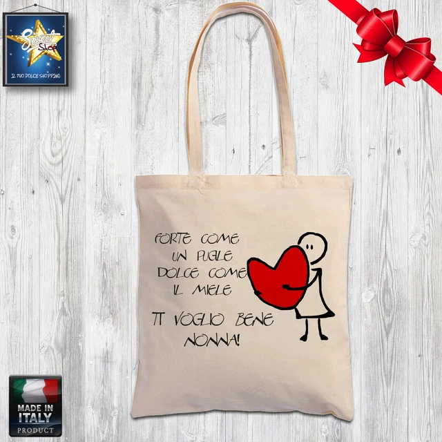 SHOPPER BORSA COTONE SUPER NONNA FESTA DEI NONNI natale idea