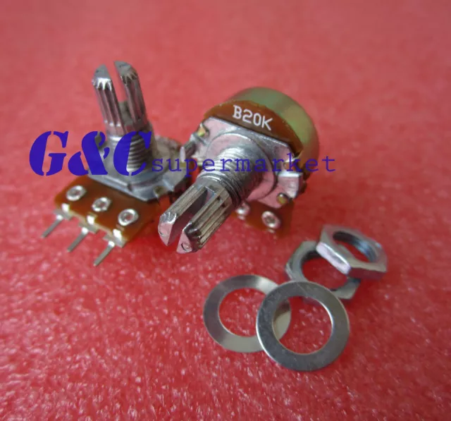 10pcs 10K Ohm B10K Knurled Shaft Linear Rotary Taper Potentiometer