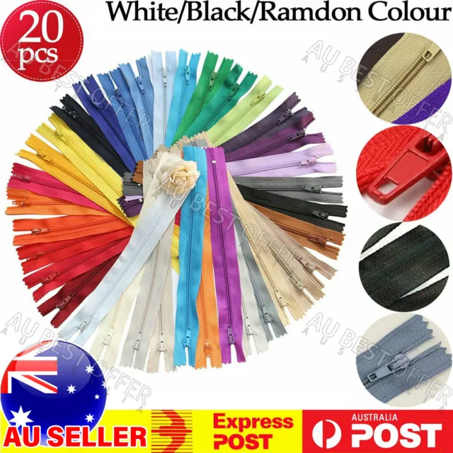 20pcs Closed End Nylon Zippers Tailor Sewer DIY Craft Sewing AU