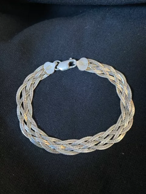 Bracelet Maille Tressée En Argent 925 Réf I89