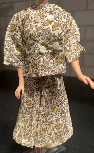 Barbie 1960s Retro Doll Coat / Top w/ Matching Skirt Handmade Vintage Clothes
