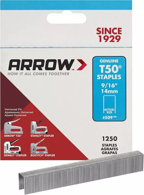 Arrow Staples T50 14mm 9/16" Stanley Stapler Dewalt Bostitch Box Of 1250