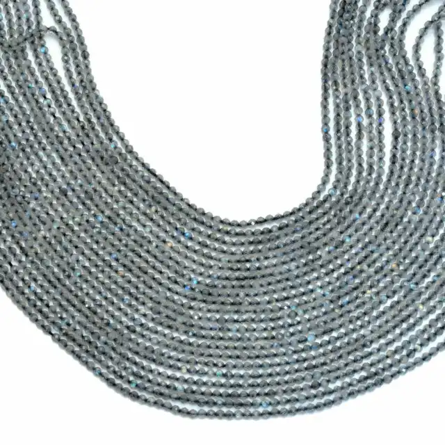 13'' Strand Labradorite Rondelle Micro Israel Faceted Loose Gemstone Beads 2 MM