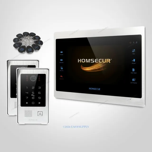 HOMSECUR 7" Kit Interphone Vidéo Entrée Sécurité Accès RFID pour Maison/Appt.