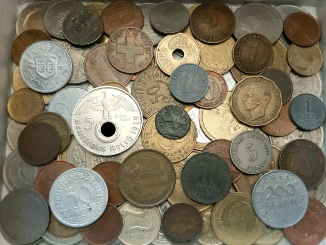 Münzen Sammlung Aus Aller Welt Mit 5RM SILBER Deutsches Reich Altdeutschland Lot
