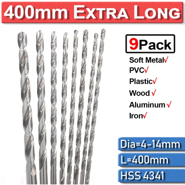 6-14mm Extra Long High Speed Steel HSS Twist Drill Bit Set For Metal Drilling UK