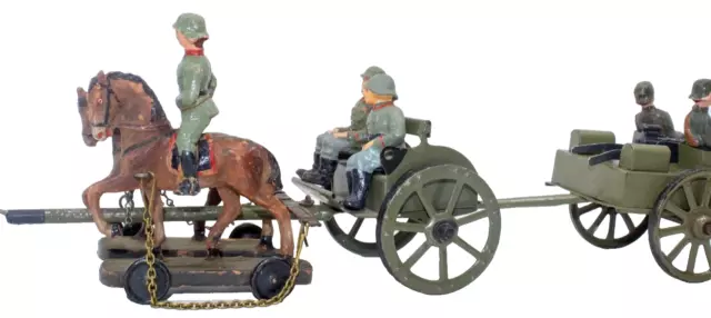 Vintage Elastolin/Hausser WWI Horse Drawn MG08 Caisson w/ Soldiers 2