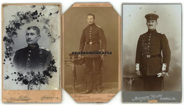 3x Orig. Foto CDV Portrait Soldaten in HAMELN Weser ua I.R.164